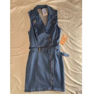 NWT | Blashe Blue Jean wrap Dress with Metal Zipper | S